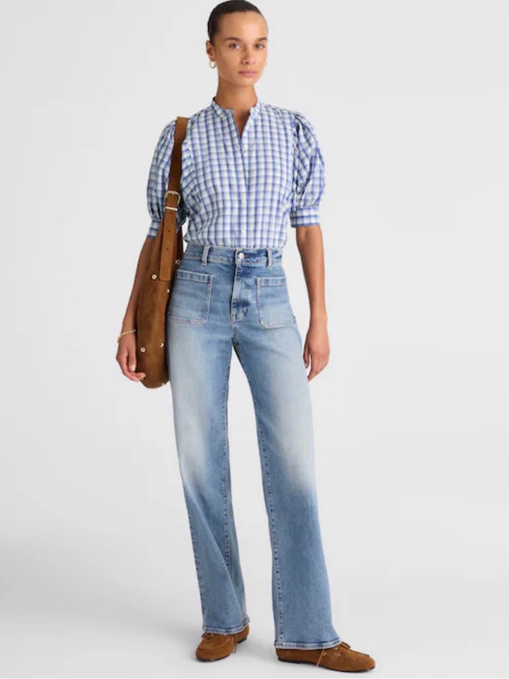 Madewell Puff-Sleeve Band-Collar Shirt